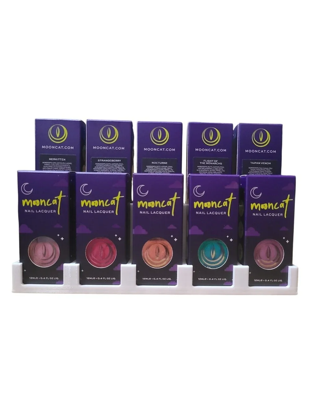 10-Slot Mooncat Nail Polish Box Organizer –  3D Printed Tiered Display Stand